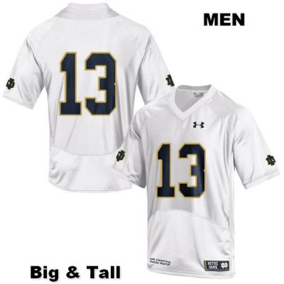 Notre Dame Fighting Irish Men's Lawrence Keys III #13 White Under Armour No Name Authentic Stitched Big & Tall College NCAA Football Jersey ACP8899DU